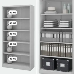 Büroregal aus Metall, verschraubt, mit geschlossener Rückwand, 900 × 1850 × 450 mm