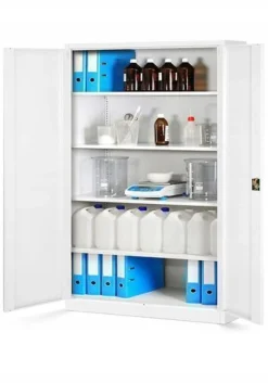 Büroschrank Aktenschrank XXL Metallschrank 185 cm x 115 cm x 40 cm Farbe: Weiß