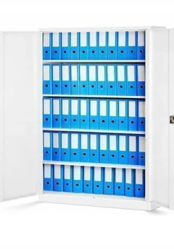 Büroschrank Aktenschrank XXL Metallschrank 185 cm x 115 cm x 40 cm Farbe: Weiß