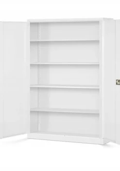 Büroschrank Aktenschrank XXL Metallschrank 185 cm x 115 cm x 40 cm Farbe: Weiß
