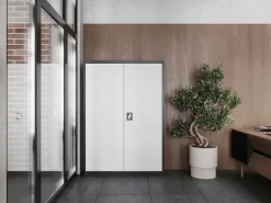 Büroschrank Aktenschrank XXL Metallschrank 185 cm x 115 cm x 40 cm Farbe: Weiß