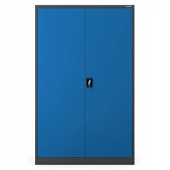 Büroschrank Aktenschrank XXL Metallschrank 185 cm x 115 cm x 40 cm Anthrazit-blau