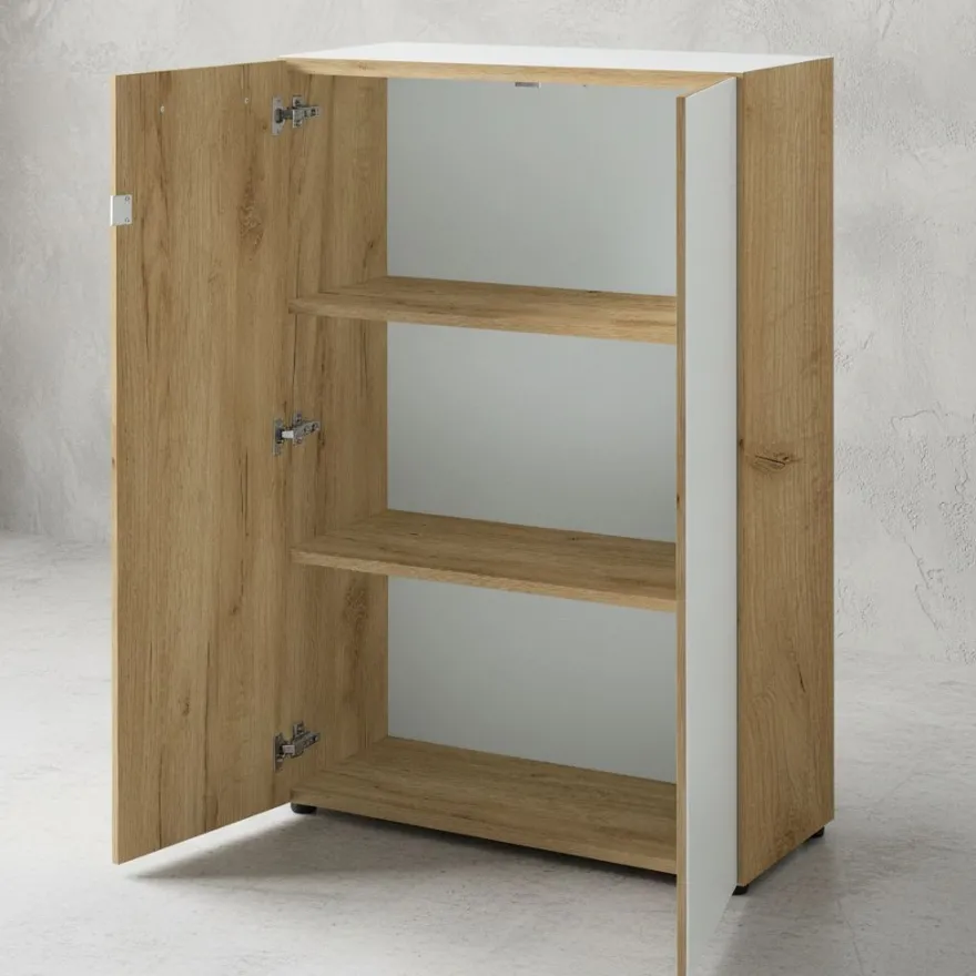 Büro-Set Muenchen 3-teilig, Schreibtisch 160x80 cm, Schrank & Container, Glasfront