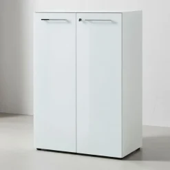 Büro-Set Muenchen 3-teilig, Schreibtisch 160x80 cm, Schrank & Container, Glasfront