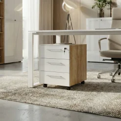 Büro-Set Muenchen 3-teilig, Schreibtisch 160x80 cm, Schrank & Container, Glasfront