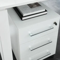 Büro-Set Muenchen 3-teilig, Schreibtisch 160x80 cm, Schrank & Container, Glasfront