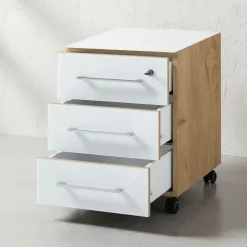 Büro-Set Muenchen 3-teilig, Schreibtisch 160x80 cm, Schrank & Container, Glasfront
