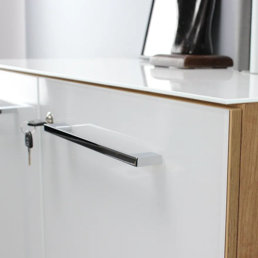 Büro-Set Muenchen 3-teilig, Schreibtisch 160x80 cm, Schrank & Container, Glasfront