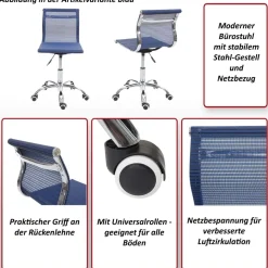 Bürostuhl HWC-K53, Drehstuhl Schreibtischstuhl, Netzbezug Stoff