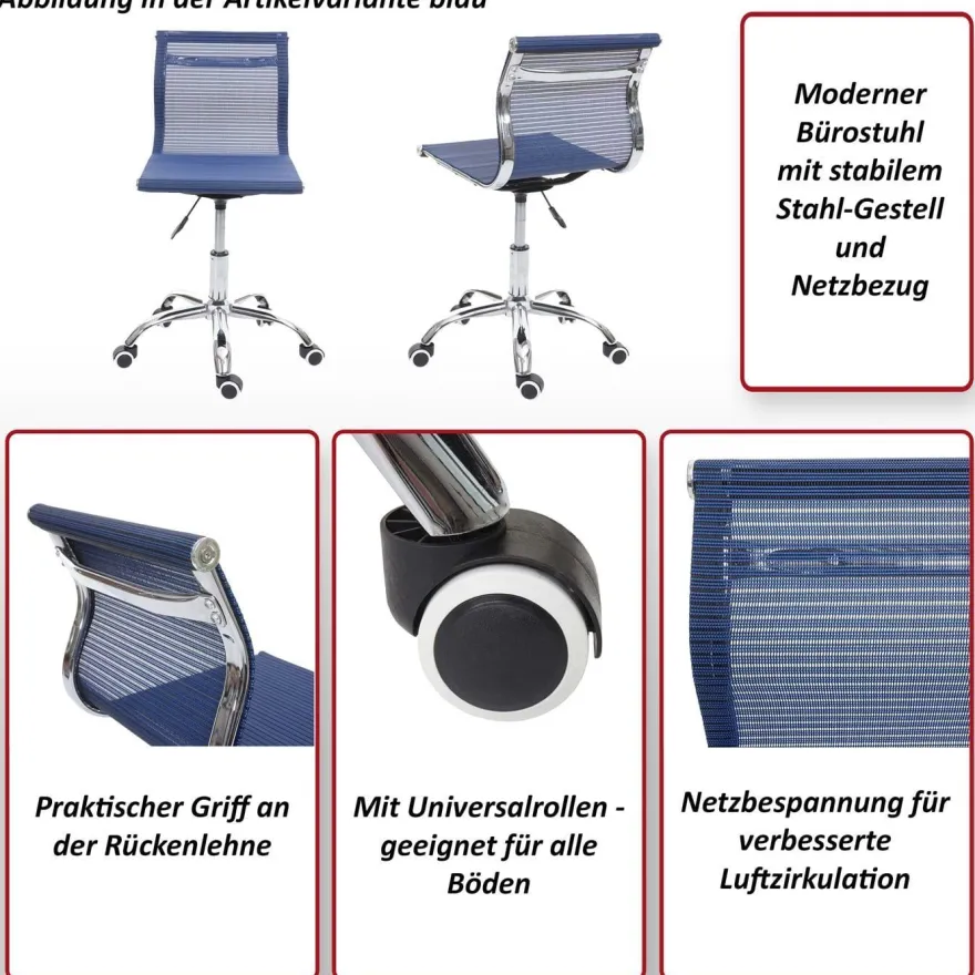 Bürostuhl HWC-K53, Drehstuhl Schreibtischstuhl, Netzbezug Stoff