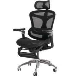 Bürostuhl HWC-N54, Drehstuhl, ergonomisch, Lordosenstütze Fußstütze