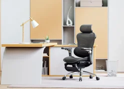 Bürostuhl HWC-N54, Drehstuhl, ergonomisch, Lordosenstütze Fußstütze