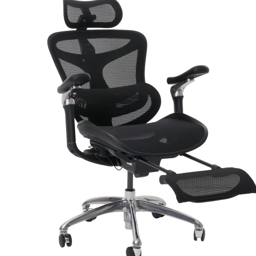 Bürostuhl HWC-N54, Drehstuhl, ergonomisch, Lordosenstütze Fußstütze