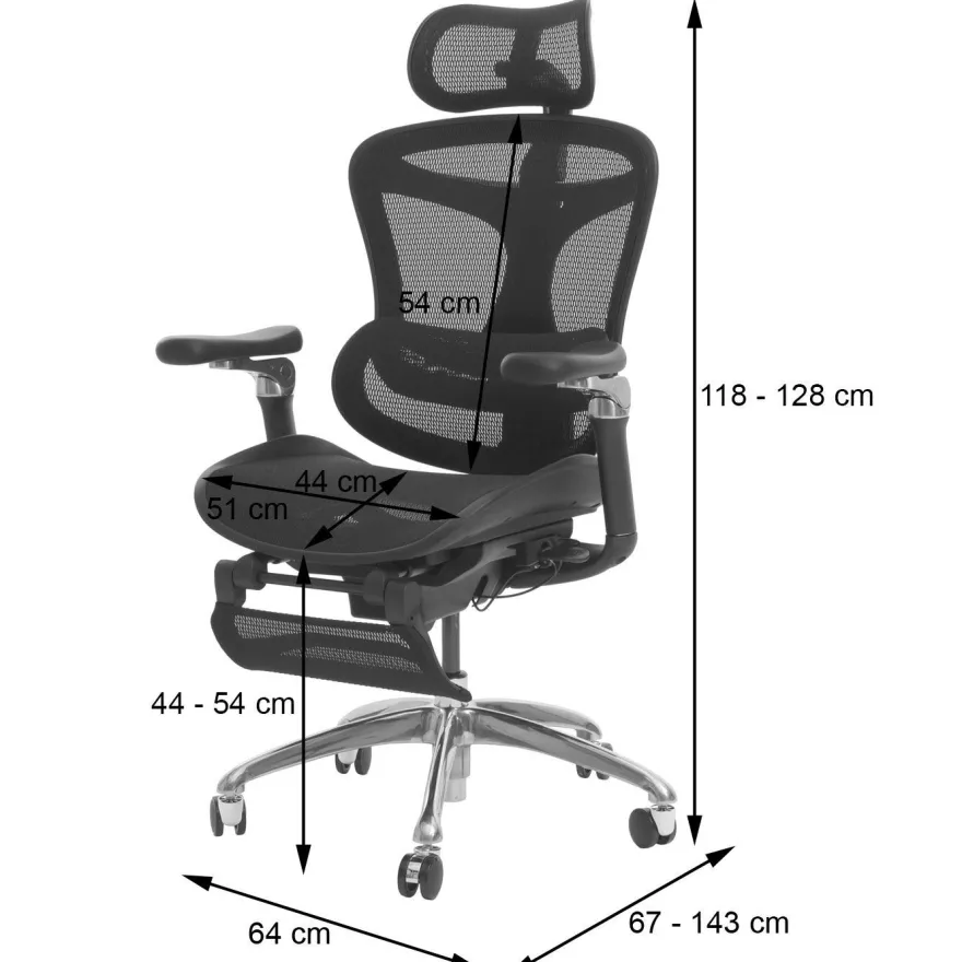 Bürostuhl HWC-N54, Drehstuhl, ergonomisch, Lordosenstütze Fußstütze