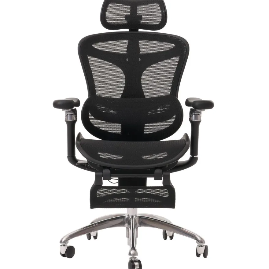 Bürostuhl HWC-N54, Drehstuhl, ergonomisch, Lordosenstütze Fußstütze