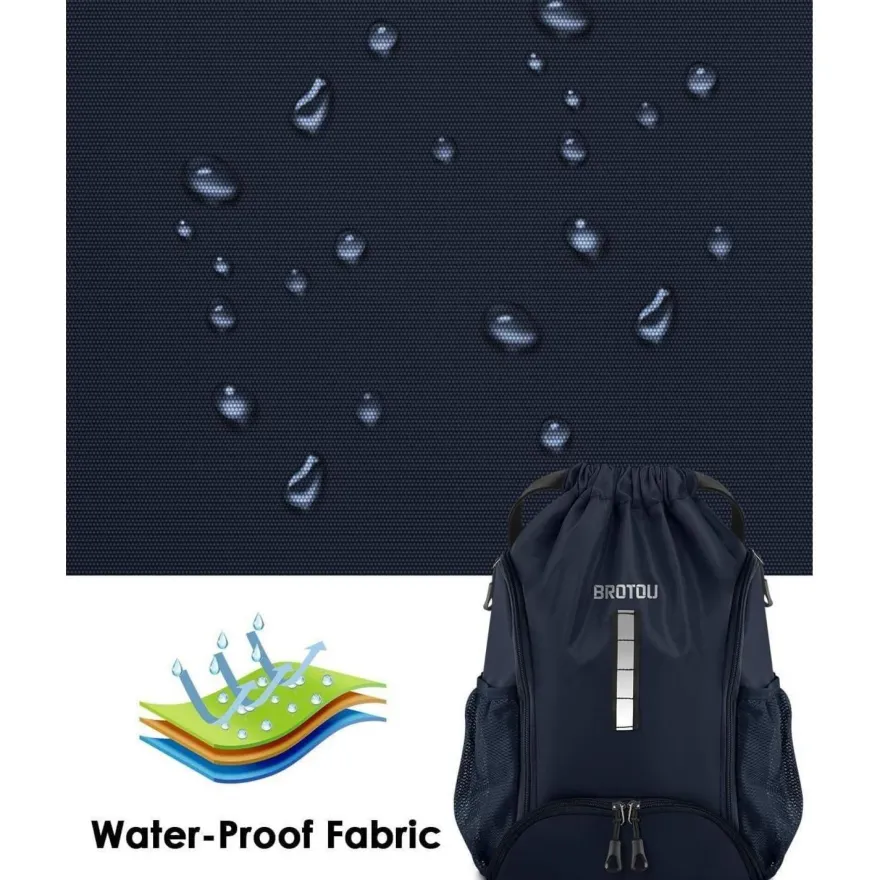 BROTOU Turnbeutel Sportbeutel Fußball Rucksack Kordelzug wasserfest Kinder