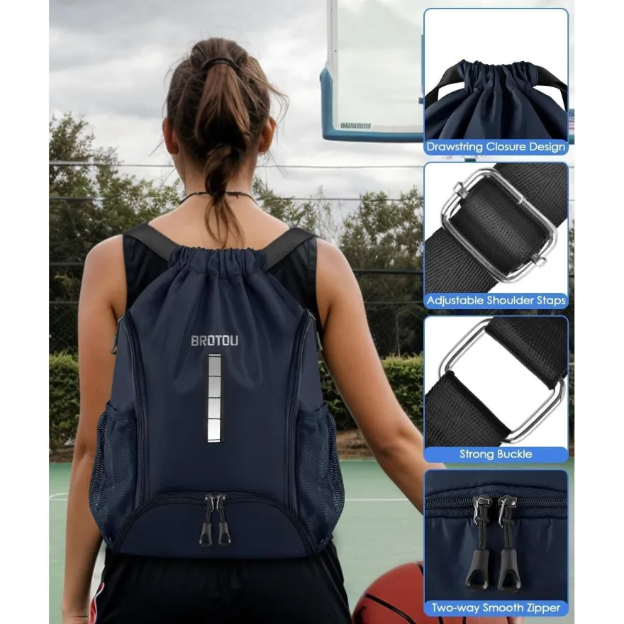 BROTOU Turnbeutel Sportbeutel Fußball Rucksack Kordelzug wasserfest Kinder