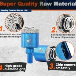 Brschnitt Diamantbohrkrone 65mm - für Keramik, Granit, Porzellan, Fliesen