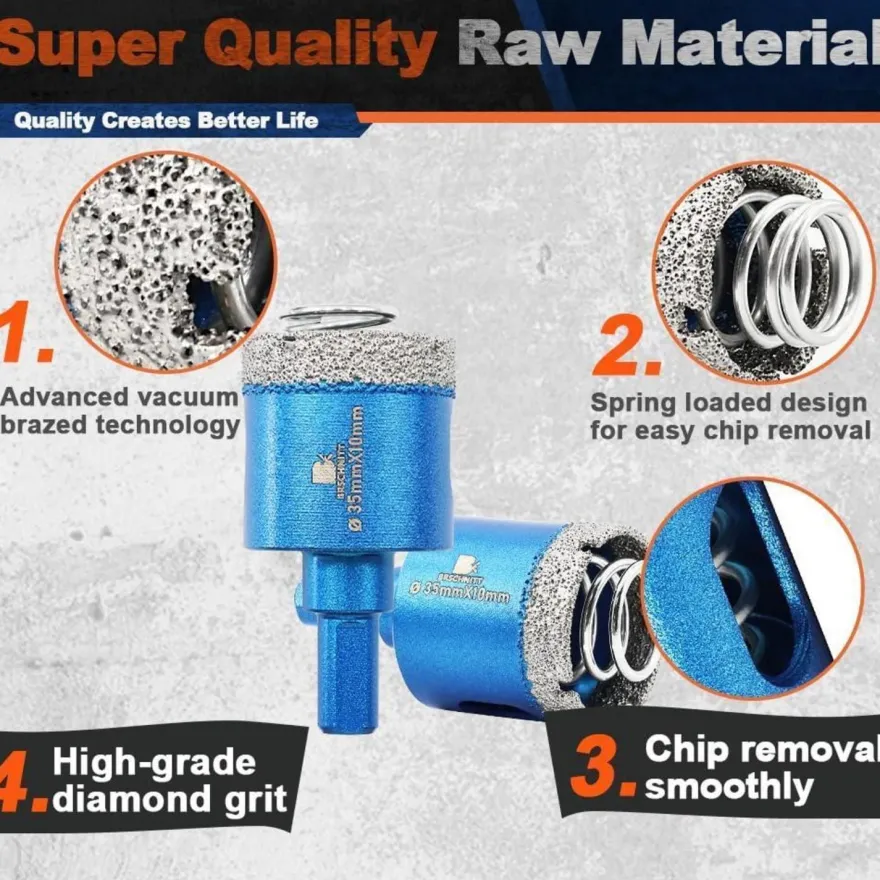 Brschnitt Diamantbohrkrone 65mm - für Keramik, Granit, Porzellan, Fliesen