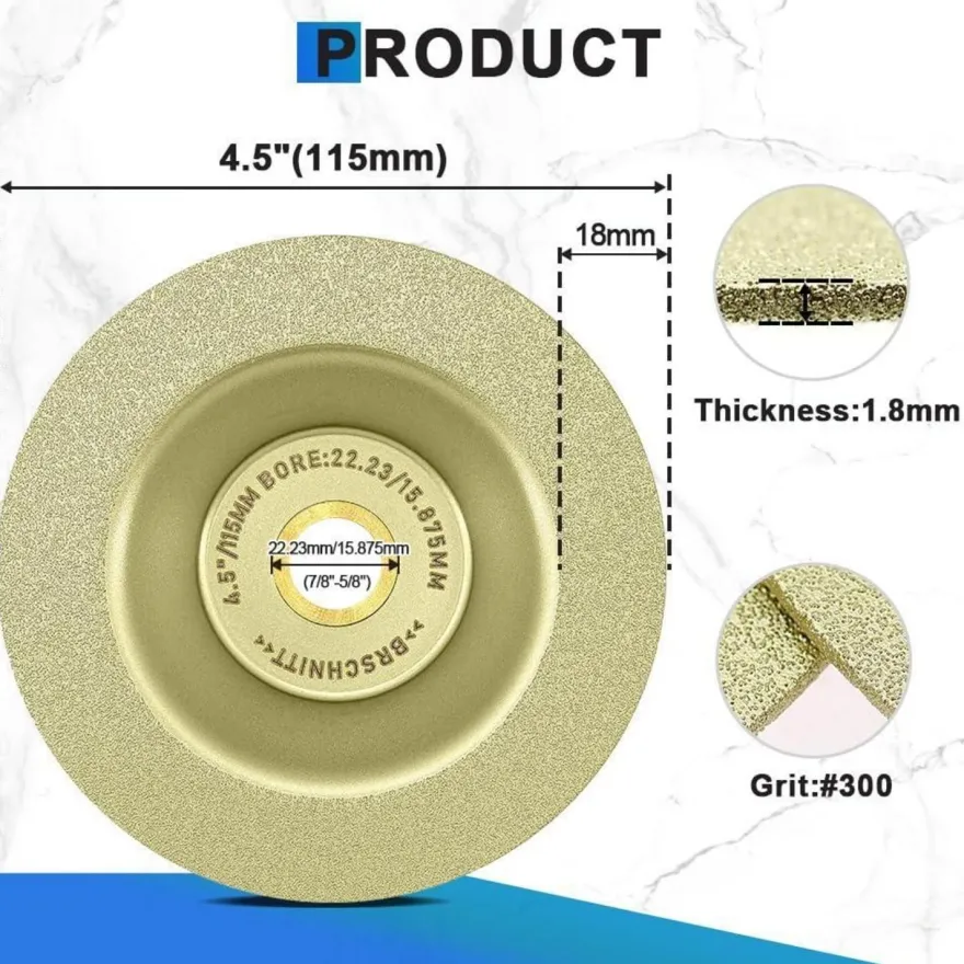 Brschnitt Diamant Schleifscheibe 115MM, 2 Stück, gelötet, für Stein, Fliesen