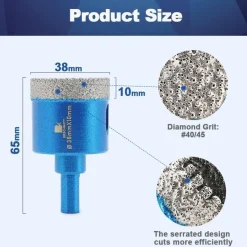 Brschnitt Diamant Trockenbohrer 38mm - Fliesenbohrer für Keramik, Granit