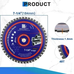 Brschnitt Metallkreissägeblatt 184mm 48T TCT für Stahl, Alu, Kupfer, Baustahl