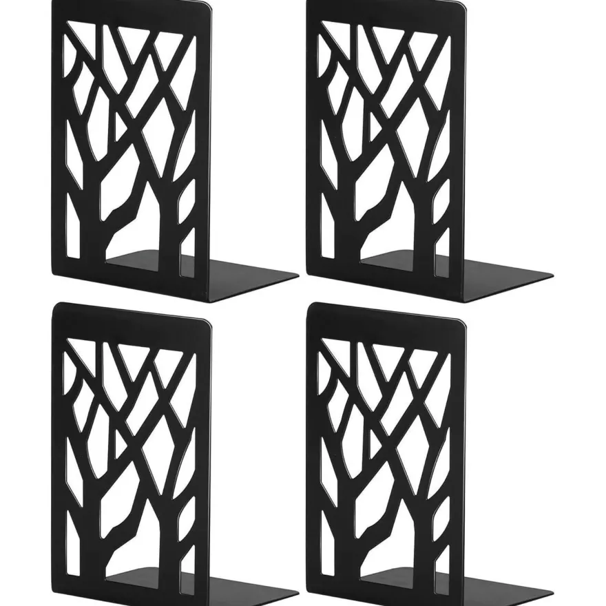 Buchstütze Metall Schwarz 2 Paar für Regal CD DVD Kinder - 18cm H x 12cm T