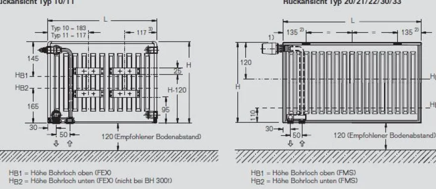 Buderus Logatrend Ventil Flachheizkörper VC Plan Bauhöhe 600 mm vers. Längen