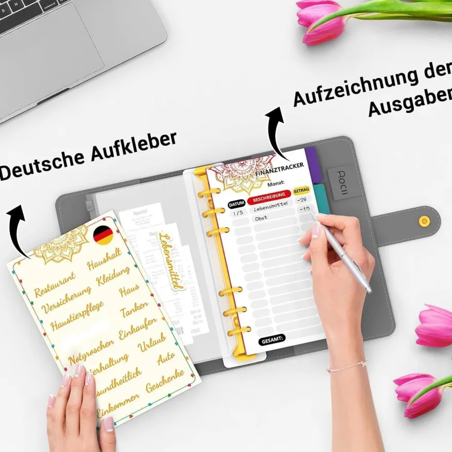 Budget Planner Deutsch A6 Finanzplaner Sparbuch Haushaltsbuch Geldsparmappe