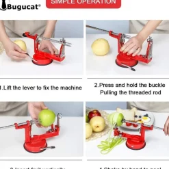 Bugucat Profi Apfelschäler Apfelschneider 3in1 Obstschneider Premium-Qualität