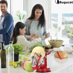 Bugucat Profi Apfelschäler Apfelschneider 3in1 Obstschneider Premium-Qualität