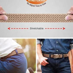 Bulliant Herren Flechtgürtel Stretchgürtel, Stoffgürtel Elastisch, Golfgürtel