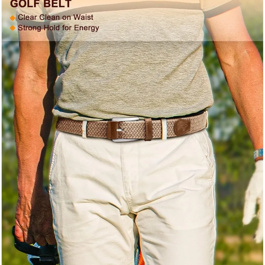 Bulliant Herren Flechtgürtel Stretchgürtel, Stoffgürtel Elastisch, Golfgürtel