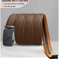 Bulliant Herren Gürtel 2er Pack: Automatik Ratsche Leder, 35mm Breit