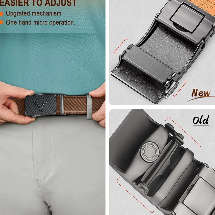 Bulliant Herren Gürtel 2er Pack: Automatik Ratsche Leder, 35mm Breit