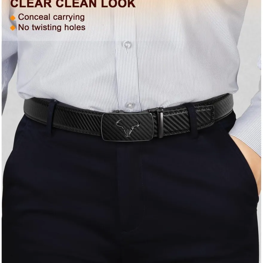 Bulliant Herren Gürtel 2er Pack: Automatik Ratsche Leder, 35mm Breit