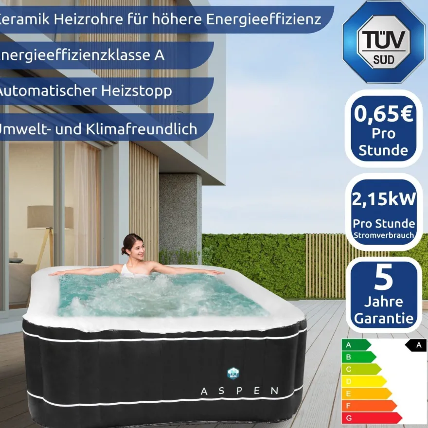 B-Ware JUNG ASPEN Whirlpool Spa Pool Selbst aufblasbar für 4 Personen beheizt