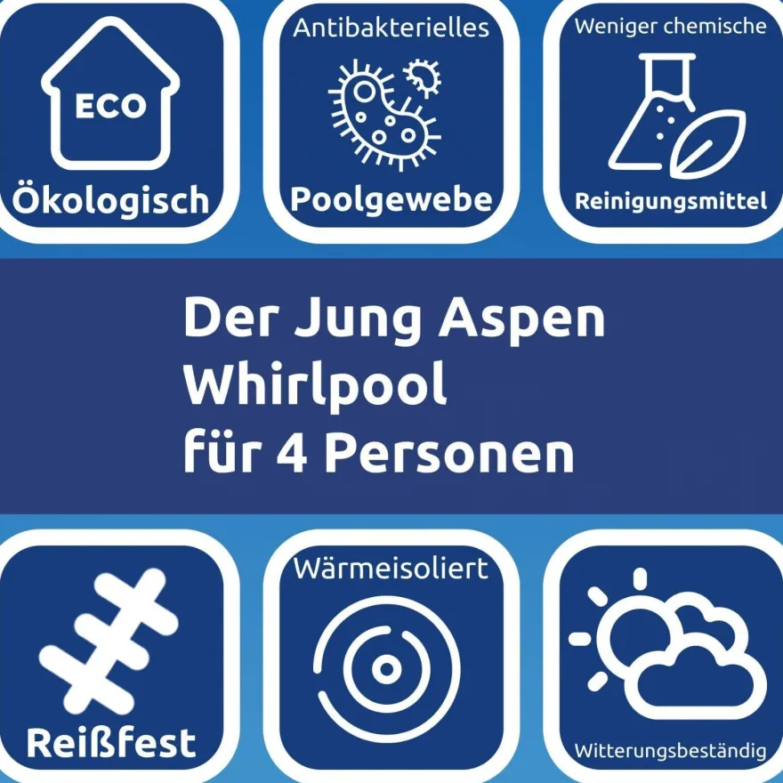 B-Ware JUNG ASPEN Whirlpool Spa Pool Selbst aufblasbar für 4 Personen beheizt