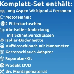 B-Ware JUNG ASPEN Whirlpool Spa Pool Selbst aufblasbar für 4 Personen beheizt