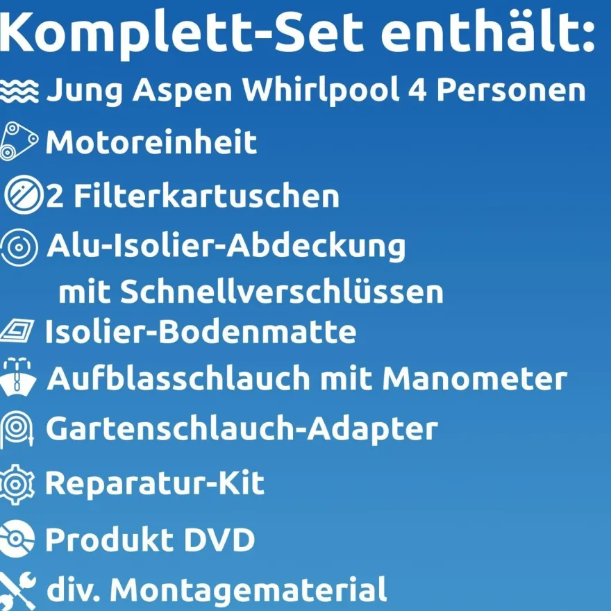 B-Ware JUNG ASPEN Whirlpool Spa Pool Selbst aufblasbar für 4 Personen beheizt