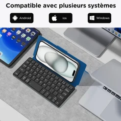 CACOE Bluetooth Tastatur mit Ständer, Mini, Ultraflach, Faltbar, Dual-Channel