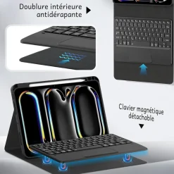 CACOE Hülle mit abnehmbarer AZERTY-Tastatur und Touchpad für iPad Pro 11 Zoll