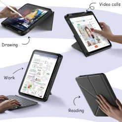 CACOE iPad Hülle 11. Gen 2025 / 10. Gen 10.9 Zoll, Schwarz, mit Stifthalter