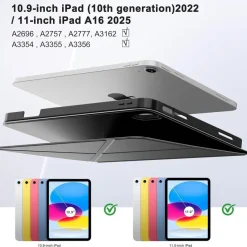 CACOE iPad Hülle 11. Gen 2025 / 10. Gen 10.9 Zoll, Schwarz, mit Stifthalter
