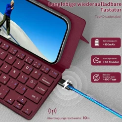 CACOE Mini Bluetooth Tastatur mit Ständer, Ultraflache Tragbare Faltbare QWERTZ