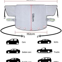 CaiTang Frontscheibenabdeckung Auto XL, 230x128cm, mit 5 Magneten und 4