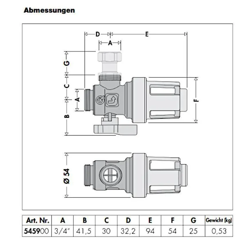 Caleffi XS Schmutzfänger/ Schlammabscheider mit Magnet für Einbau unter Heizkessel