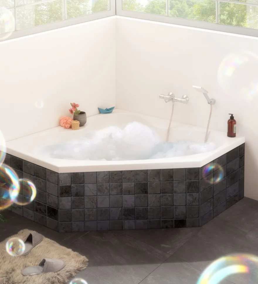 Calmwaters Eckige Handbrause 6 Strahlarten, Hebel-Funktion, Anti-Kalk, Chrom-Weiß