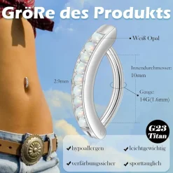 Candyfancy 14G Titan Bauchnabelpiercing Clicker Schwarz 10mm/12mm Zirkonia