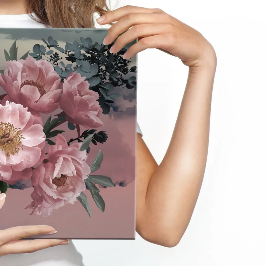 CANVAS Leinwandbild XXL Himmel Natur Pfingstrosen Schmetterlinge 387